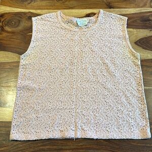 Vintage Pierre Cardin Pink Eyelet Muscle Tank - Size M